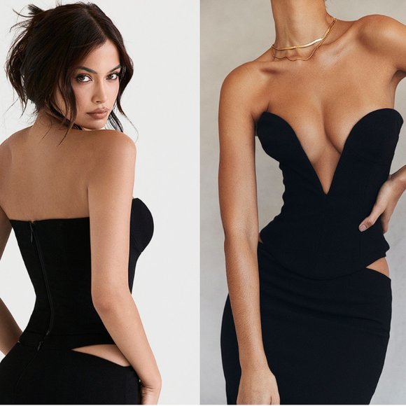 HOUSE OF CB 'Lydia' Black Plunge Corset NWOT - Picture 7 of 11